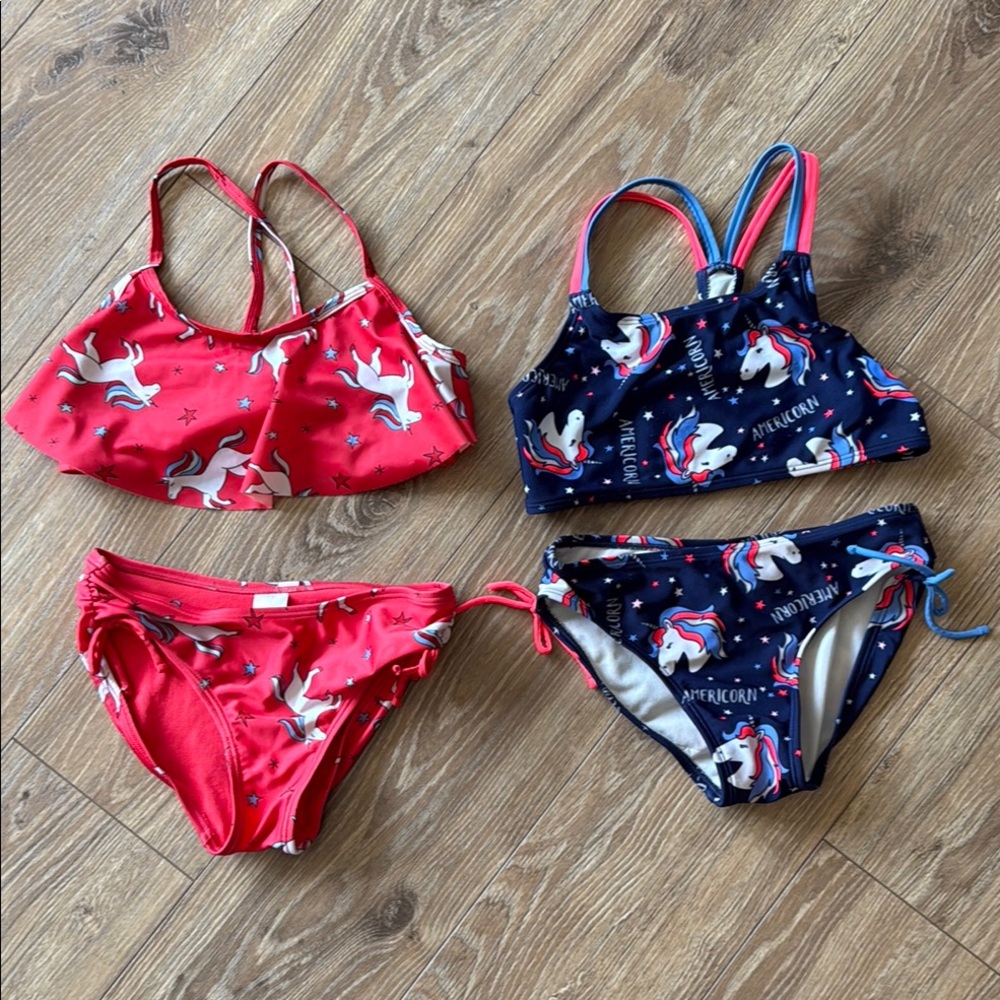 🏖️ Sz 7/8 Cat & Jack Cute Unicorn Bikini - Two Sets